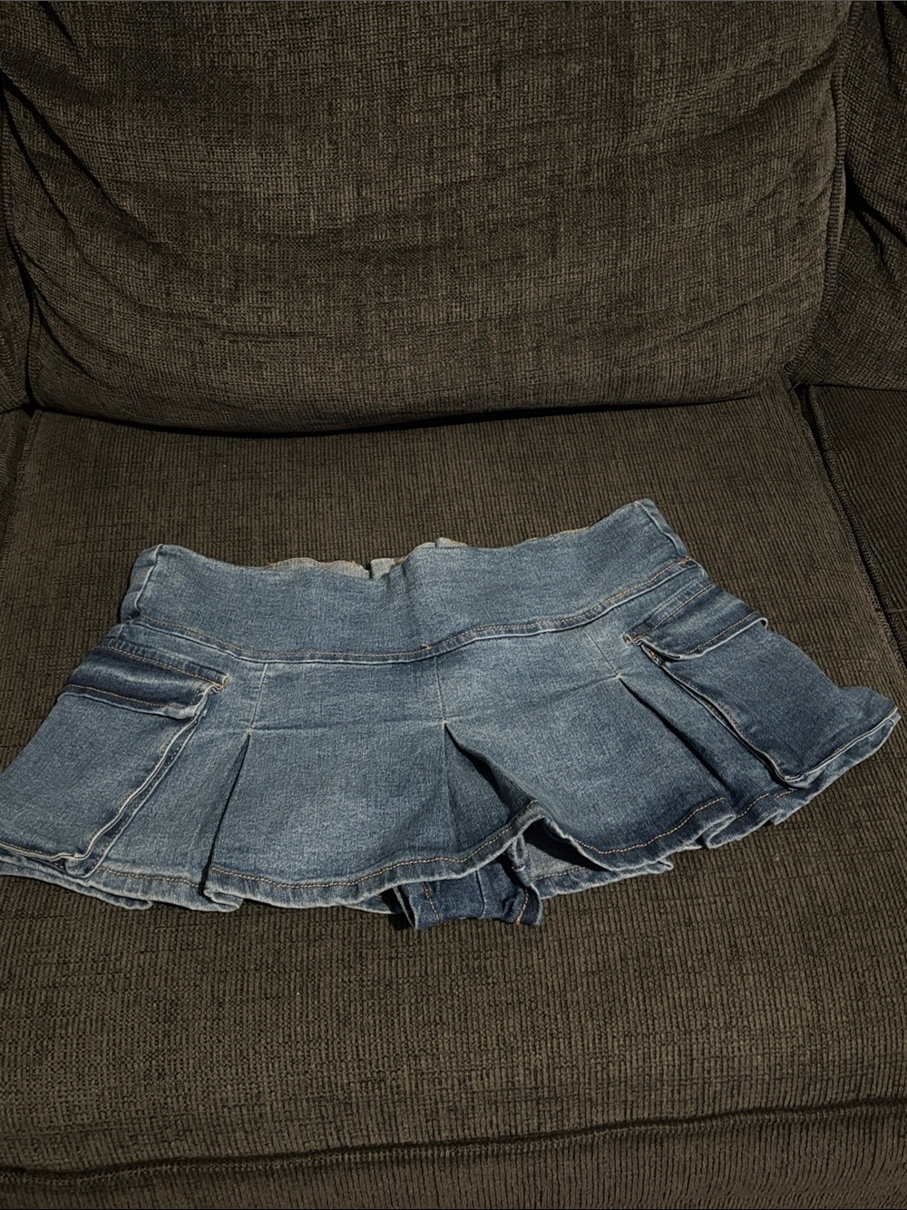 Almost Famous Denim Pleated Skort Cargo Shorts Size L